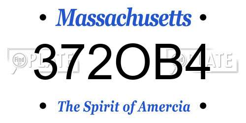 372OB4 Massachusetts License Plate