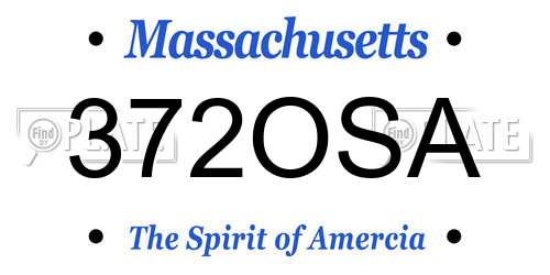 372OSA Massachusetts License Plate