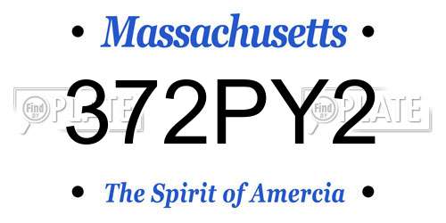 372PY2 Massachusetts License Plate
