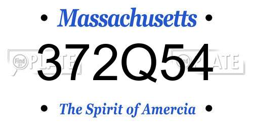 372Q54 Massachusetts License Plate