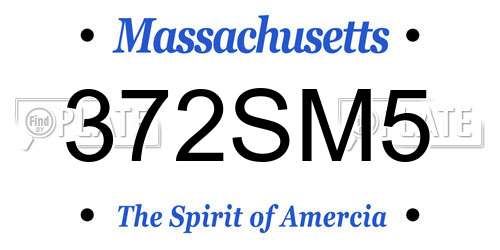 372SM5 Massachusetts License Plate