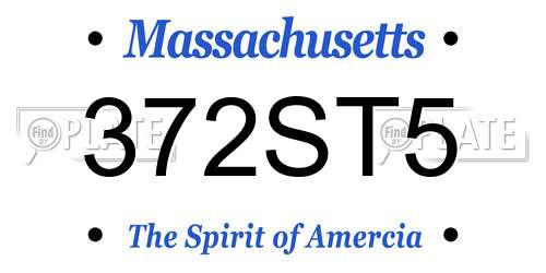 372ST5 Massachusetts License Plate