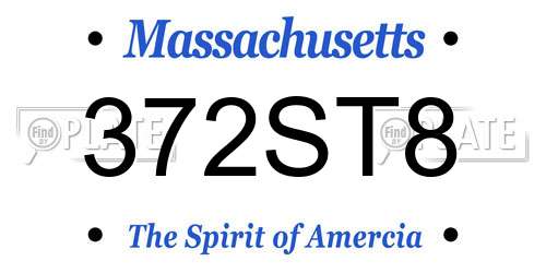 372ST8 Massachusetts License Plate
