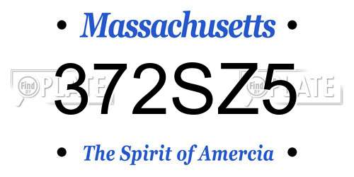 372SZ5 Massachusetts License Plate