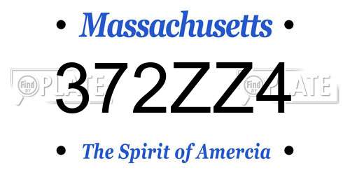 372ZZ4 Massachusetts License Plate