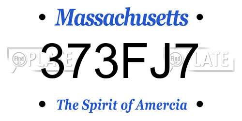 373FJ7 Massachusetts License Plate