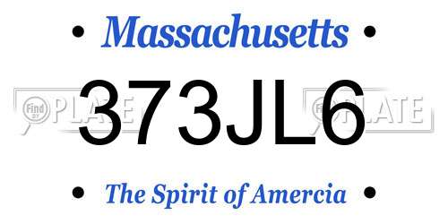 373JL6 Massachusetts License Plate