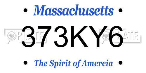373KY6 Massachusetts License Plate