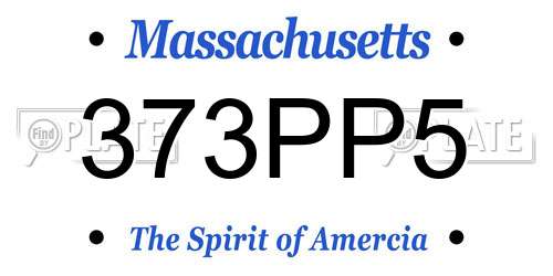 373PP5 Massachusetts License Plate