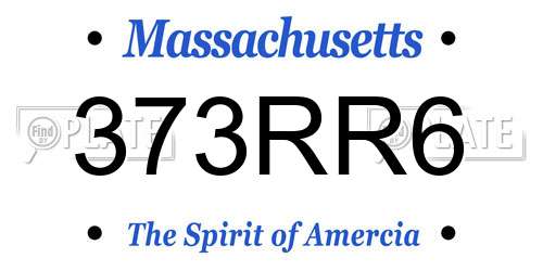 373RR6 Massachusetts License Plate