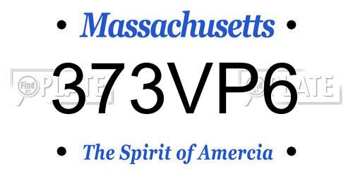 373VP6 Massachusetts License Plate