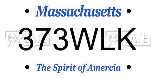373WLK Massachusetts License Plate