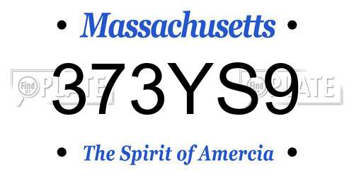 373YS9 Massachusetts License Plate