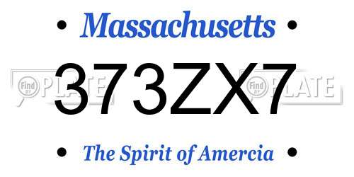 373ZX7 Massachusetts License Plate