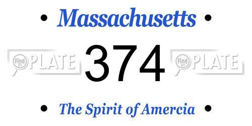 374 Massachusetts License Plate