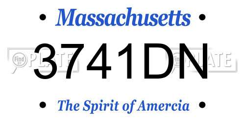 3741DN Massachusetts License Plate