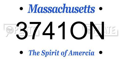 3741ON Massachusetts License Plate