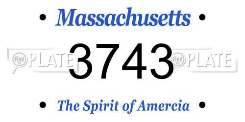 3743 Massachusetts License Plate