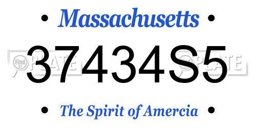 37434S5 Massachusetts License Plate