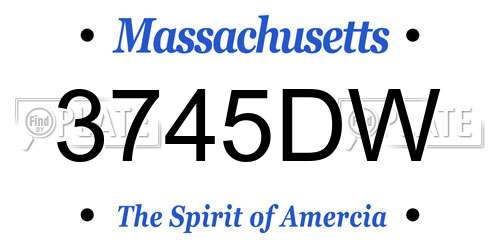 3745DW Massachusetts License Plate