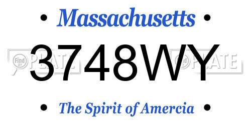 3748WY Massachusetts License Plate