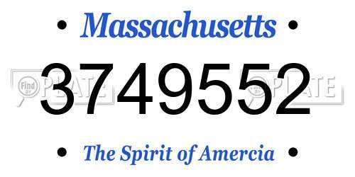 3749552 Massachusetts License Plate