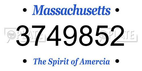 3749852 Massachusetts License Plate