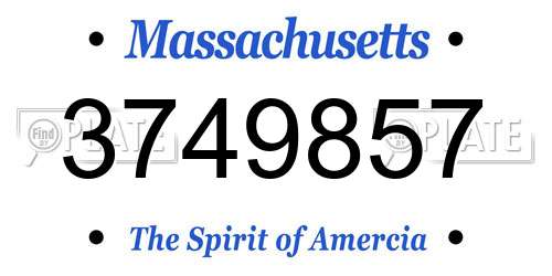 3749857 Massachusetts License Plate