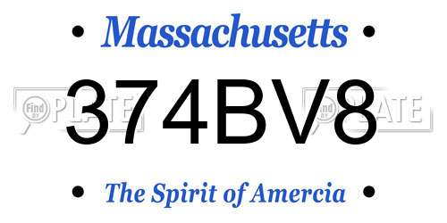 374BV8 Massachusetts License Plate