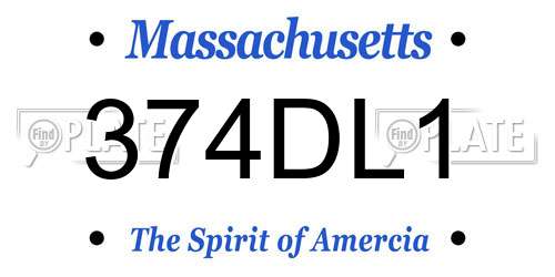 374DL1 Massachusetts License Plate