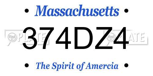 374DZ4 Massachusetts License Plate