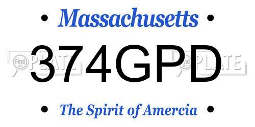 374GPD Massachusetts License Plate