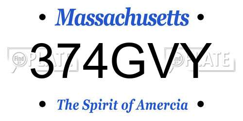 374GVY Massachusetts License Plate