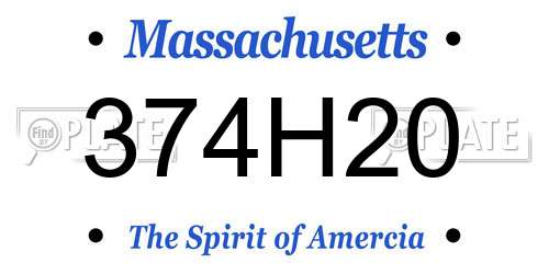 374H20 Massachusetts License Plate