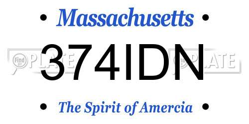 374IDN Massachusetts License Plate