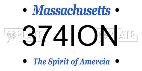 374ION Massachusetts License Plate