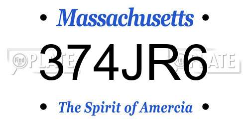 374JR6 Massachusetts License Plate