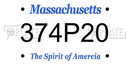 374P20 Massachusetts License Plate