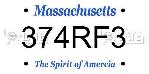 374RF3 Massachusetts License Plate