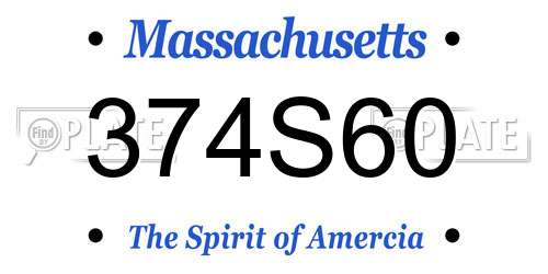 374S60 Massachusetts License Plate
