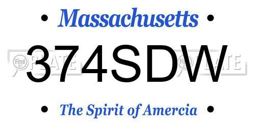 374SDW Massachusetts License Plate