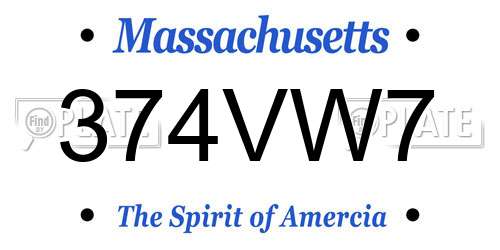374VW7 Massachusetts License Plate