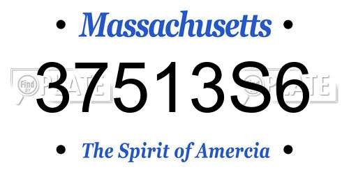37513S6 Massachusetts License Plate