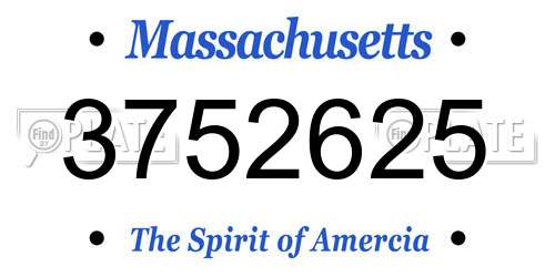3752625 Massachusetts License Plate