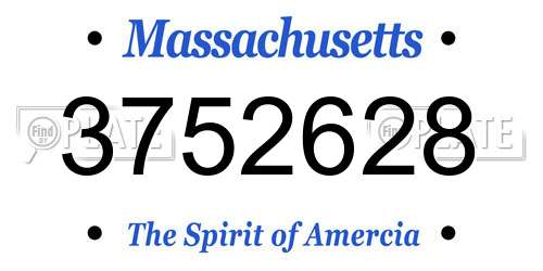 3752628 Massachusetts License Plate
