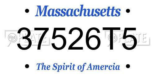 37526T5 Massachusetts License Plate