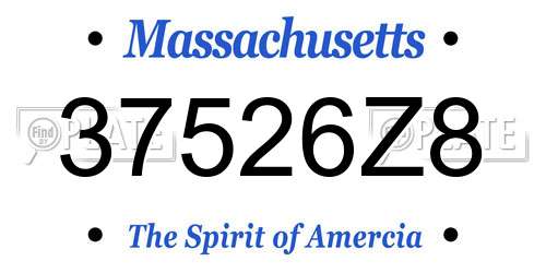 37526Z8 Massachusetts License Plate