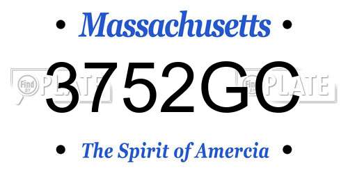 3752GC Massachusetts License Plate