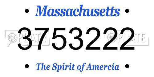 3753222 Massachusetts License Plate