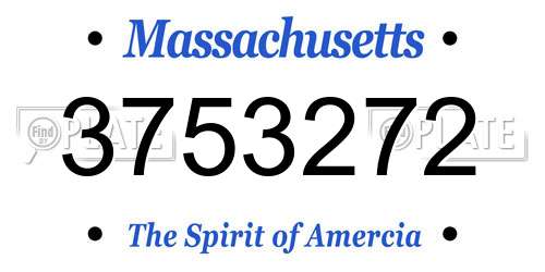 3753272 Massachusetts License Plate